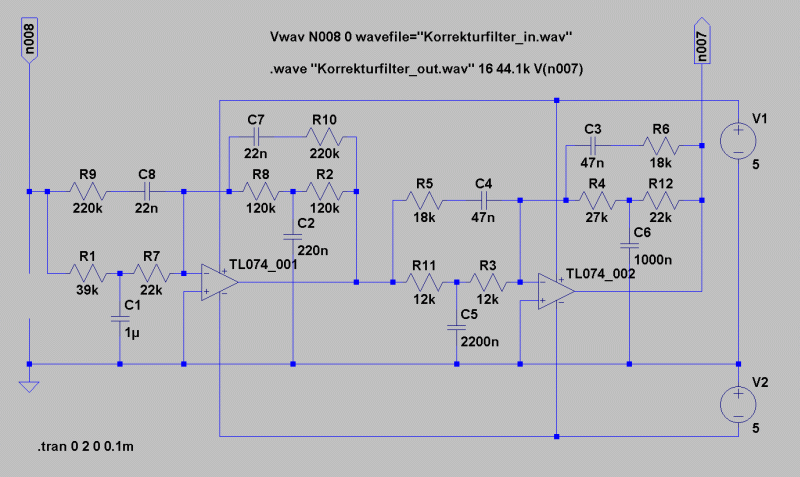 Spice-Simulation der Frequenzgang-Korrekturfilter